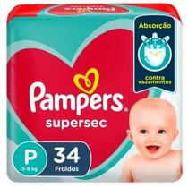Fralda Pampers Supersec Mega P com 34 Unidades Fralda Pampers Supersec Mega P com 34 Unidades