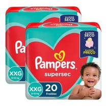 Fralda Pampers Supersec Vermelha Jumbo 2 Pacotes Tamanho XXG Com 20 Unidades Cada - +de 14 kg