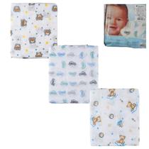 FRALDA PANO BEBÊ LUXO 70 x 70cm 100% ALGODÃO INCOMFRAL C/5un - ESTAMPA SORTIDA MENINO