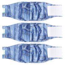 Fralda para cães Wegreeco Jeans lavável masculina (pacote com 3) pequena Fralda para cães Wegreeco Jeans lavável masculina (pacote com 3) pequena