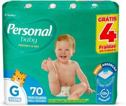 Fralda Personal Baby Protect e Sec G, pacote com 70 unidades