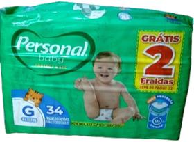 Fralda Personal Baby Protect & Sec Tam G/ 34 un - 8 a 12,5 kg.