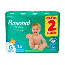 Fralda Personal Baby Protect & Sec Tam G/ 34 un - 8 a 12,5 kg.