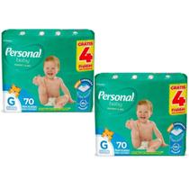 Fralda Personal Giga 2 Pacotes Tamanho G Com 70 Unidades Cada de 8 a 12,5 kg