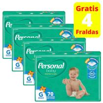 Fralda Personal Giga Tam. G de 8 a 12,5 kg 4 Pacotes Com 70 Unidades Cada