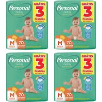 Fralda Personal Hiper M de 5 a 9,5 kg 4 Pacotes Com 70 Unidades Cada