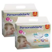 Fralda Personalidade Baby Total Care 2 Pacotes Tamanho P - Até 5 Kg Com 140 Unidades