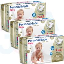 Fralda Personalidade Baby Total Care 7 Em 1 Tam G - 162un
