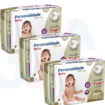 Fralda Personalidade Baby Total Care 7 Em 1 Tam M -180un