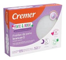 Fralda Pinte E Borde Cremer Luxo Branca Caixa C/ 5 Unidade 70 cm x 70 cm