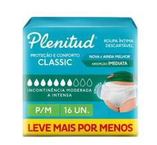 Fralda plenitud adulto classic p/ m - 16 unidades