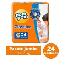 Fralda Pom Pom Clássica Jumbo 1 Pacote Tamanho G C/ 24 Unidades