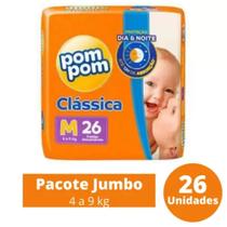 Fralda Pom Pom Clássica Jumbo 1 Pacote Tamanho M 26 Unidades