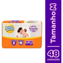 Fralda Pom Pom Derma Protek Mega 1 Pacote Tamanho M C/ 48 Unidades