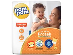 Fralda Pom Pom Fisher-Price Derma Protek - Tam. G 8 a 13kg 24 Unidades