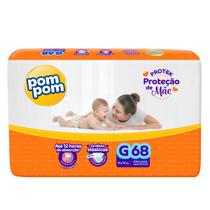 Fralda Pom Pom Protek Proteção de Mãe Hiper G Com 68 Unidades