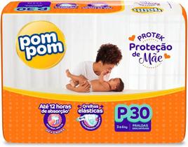 Fralda Pom Pom Protek Proteção de Mãe Jumbo P com 30 Unidades