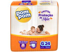 Fralda Pom Pom Protek Proteção de Mãe Jumbo - Tam. G 8 a 13kg 24 Unidades
