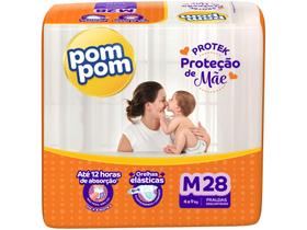 Fralda Pom Pom Protek Proteção de Mãe Jumbo - Tam. M 4 a 9kg 28 Unidades