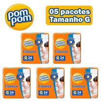 Fralda Pompom clássica tamanho G kit c/5 pacotes - ONTEX