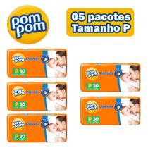 Fralda Pompom clássica tamanho P kit c/5 pacotes - ONTEX