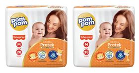 Fralda Pompom Derma Protek Fisher-Price - Tam M (4 a 9kg) - Kit com 56 fraldas