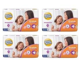 Fralda Pompom Derma Protek Jumbo Tam Grandinhos - ATACADO BARATO - kit com 56 Unidades/Tiras