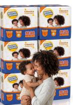 Fralda Pompom Kit 6 Pacotes M 12h Absorção Seca Conforto Duradouro para Bebê