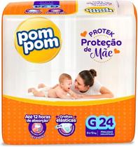Fralda pompom protek protecao de mae jumbo g 24 unidades