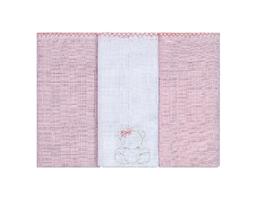 Fralda quadriculada com 3 un - urso rosa Fralda quadriculada com 3 un - urso rosa
