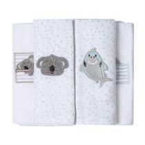 Fralda Soft Bainha Bordada 5 Un Coala Papi Friends 80x80cm Fralda Soft Bainha Bordada 5 Un Coala Papi Friends 80x80cm