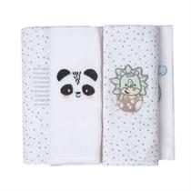 Fralda Soft Bainha Bordada 5 Un Panda Papi Friends 80x80cm