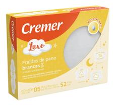 Fralda Tecido Cremer Branca Luxo 70 x 70 cm 5 und - NOVA EMBALAGEM