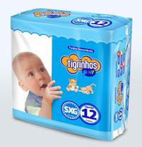Fralda Tigrinhos baby SXG com 12 unidades