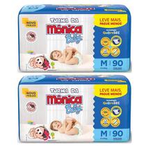 Fralda Turma da Mônica Baby Giga Tamanho M - 2 unidades - Pacotes com 90 Fraldas Descartáveis cada