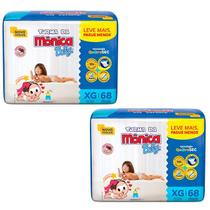 Fralda Turma da Mônica Baby Giga Tamanho XG - 2 unidades - Pacotes com 68 Fraldas Descartáveis cada Fralda Turma da Mônica Baby Giga Tamanho XG - 2 unidades - Pacotes com 68 Fraldas Descartáveis cada