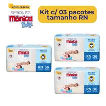 Fralda turma da mônica baby jumbo RN kit com 3 pacotes