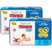 Fralda Turma da Mônica Baby - Kit com 2 pacotes- Tam P - 60 Fraldas Fralda Turma da Mônica Baby - Kit com 2 pacotes- Tam P - 60 Fraldas
