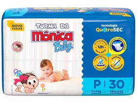 Fralda Turma da Mônica Baby Mega Tamanho P 30 Unidades Descartáveis