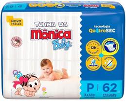 Fralda Turma da Mônica Baby Mega Tamanho P - Pacote com 62 Fralda Turma da Mônica Baby Mega Tamanho P - Pacote com 62