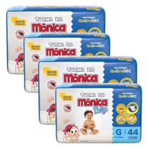 Fralda Turma da Mônica Baby Qu4troSec tam.G - 8 a 13kg - Kit 04 pctes com 176 Unidades