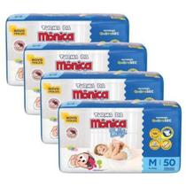 Fralda Turma da Mônica Baby Qu4troSec tam. M - 4 a 9kg - Kit 04 pctes com 200 Unidades