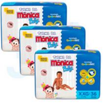Fralda Turma da Mônica Baby Qu4troSec Tam. XXG - 13 a 17kg kit 03 pacotes com 108Unidades