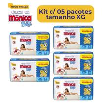 Fralda Turma da mônica tamanho XG kit com 5 pacotes jumbinho