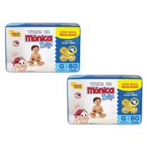 Fraldas 2 Pacotes Bag Turma da Monica Baby Hiper Tamanho G 80 Fraldas - 8 a 13Kg