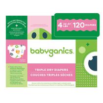 Fraldas Babyganics Tamanho 4 - Pacote com 120 Unidades - Absorventes e Respiráveis