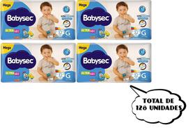 Fraldas Babysec Ultrasec - TAM G - (4 pacotes- 32 cada pacote) total de 128 fraldas - BARATO