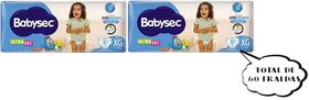 Fraldas Babysec Ultrasec - TAM XG - (2 pacotes-30 cada pacote) total de 60 tiras - BARATO