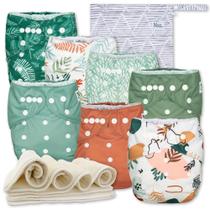 Fraldas de Pano Nora's Nursery - Pacote com 7 Fraldas, 7 Inserções e 1 Bolsa Fraldas de Pano Nora's Nursery - Pacote com 7 Fraldas, 7 Inserções e 1 Bolsa