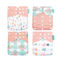 Fraldas De Tecido Suede Ecológicas Pacote Com 4 Peças Reutilizáveis Laváveis Para Bebês Meninos E